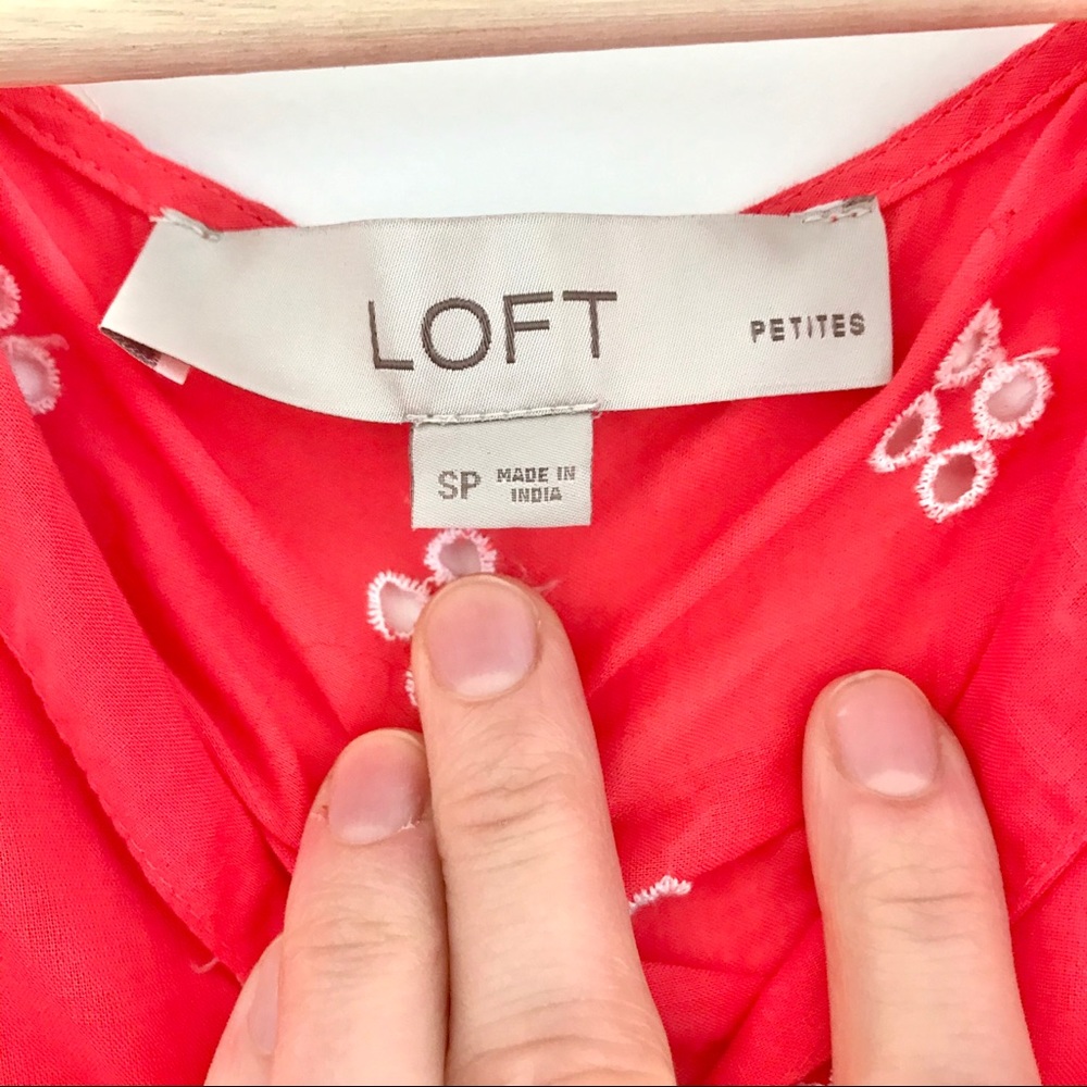 Loft Coral Eyelet Embroidered Paradise Shell Top - Picture 5 of 7